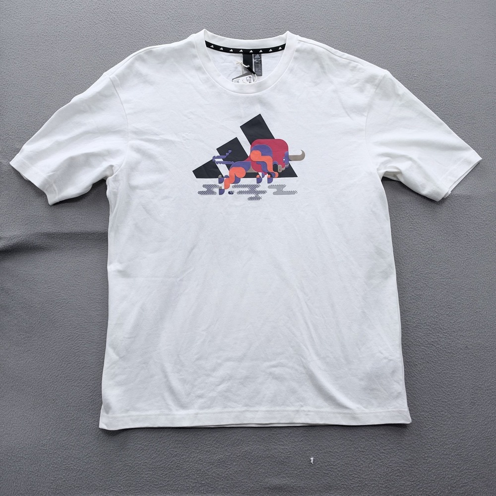 Adidas Shirt Mens Large White CNY GFX T Chinese New Year Ox Graphic Tee